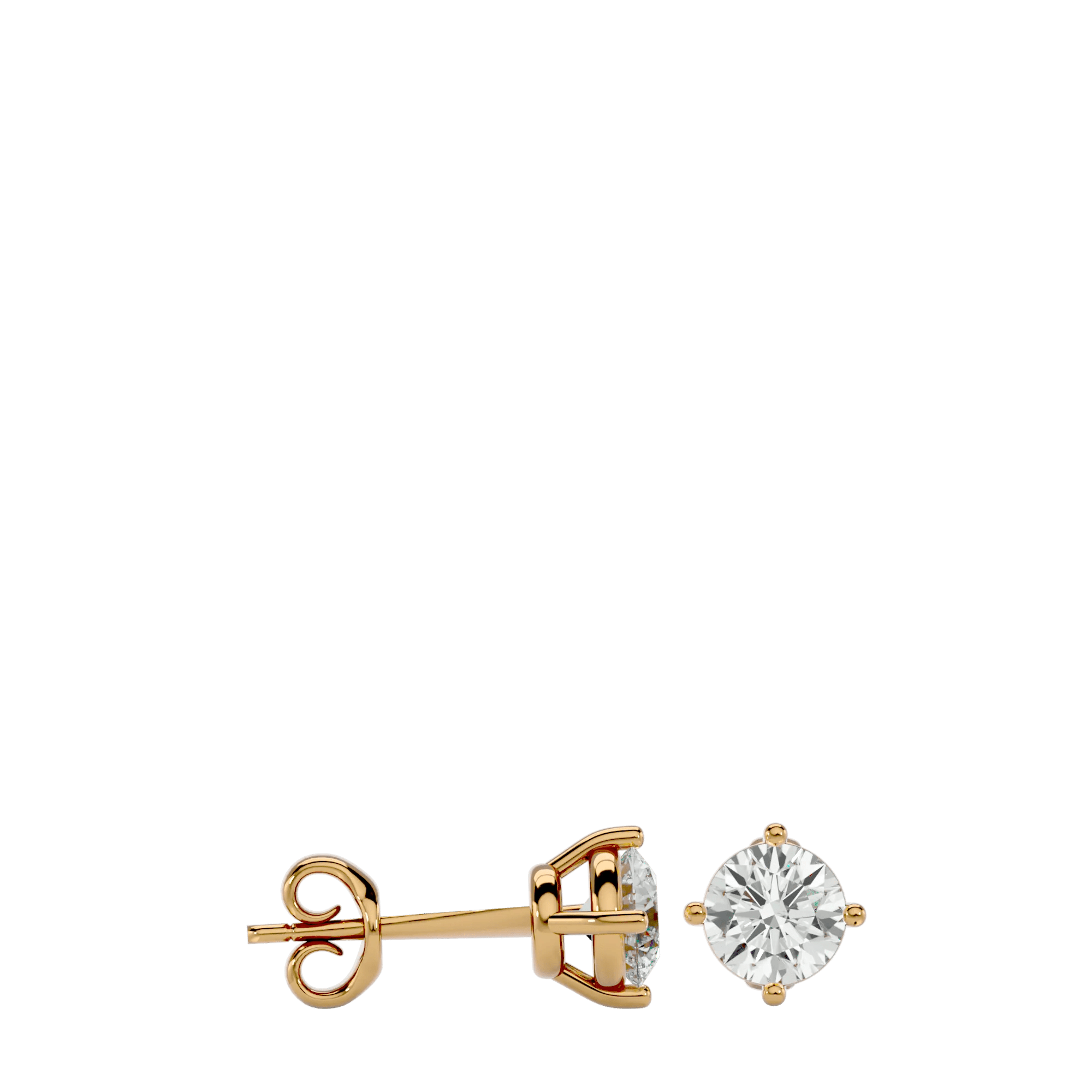 Altair Round Stud Earrings - Yellow Gold - Ice Dazzle - VVX™ Diamond - Solitaire Earrings