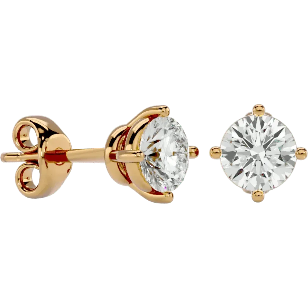 Altair Round Stud Earrings - Yellow Gold - Ice Dazzle - VVX™ Diamond - Solitaire Earrings
