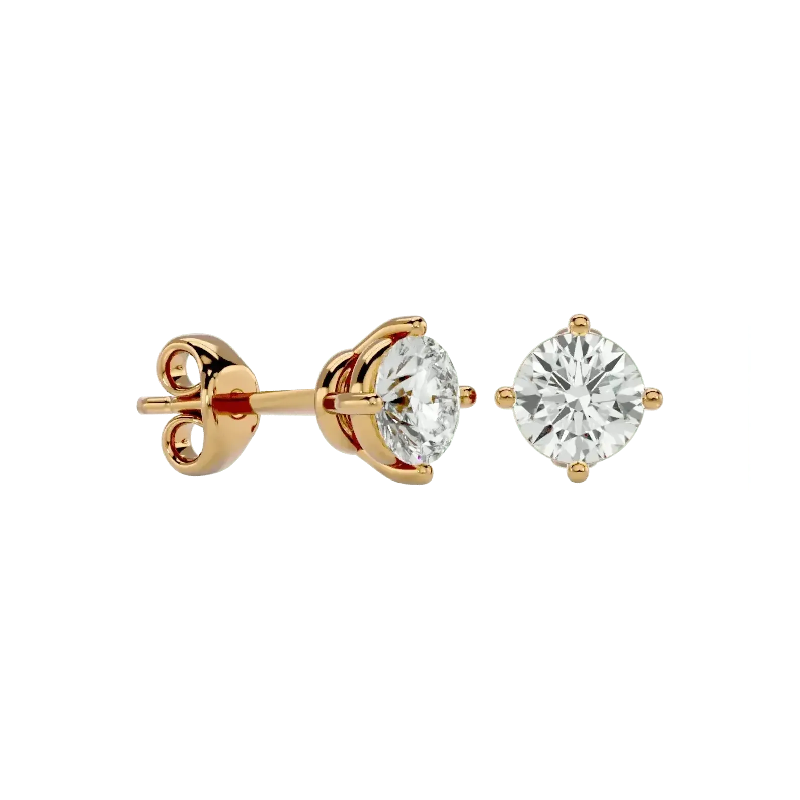 Altair Round Stud Earrings - Yellow Gold - Ice Dazzle - VVX™ Diamond - Solitaire Earrings