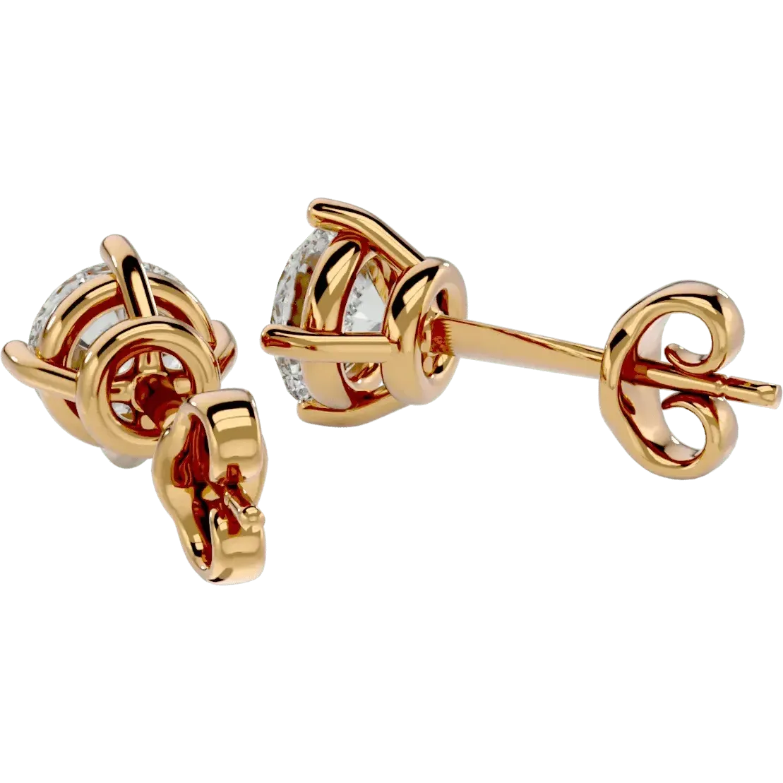 Altair Round Stud Earrings - Yellow Gold - Ice Dazzle - VVX™ Diamond - Solitaire Earrings