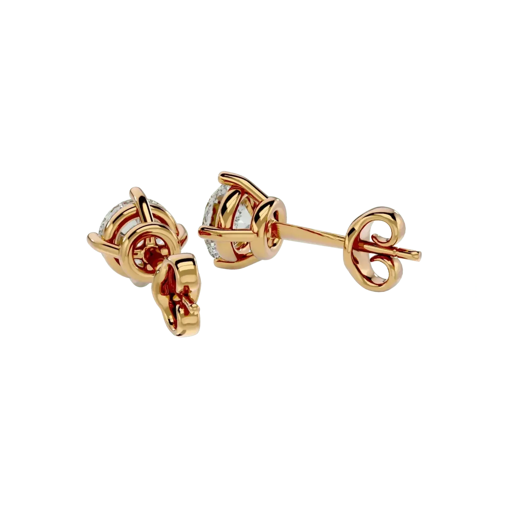 Altair Round Stud Earrings - Yellow Gold - Ice Dazzle - VVX™ Diamond - Solitaire Earrings
