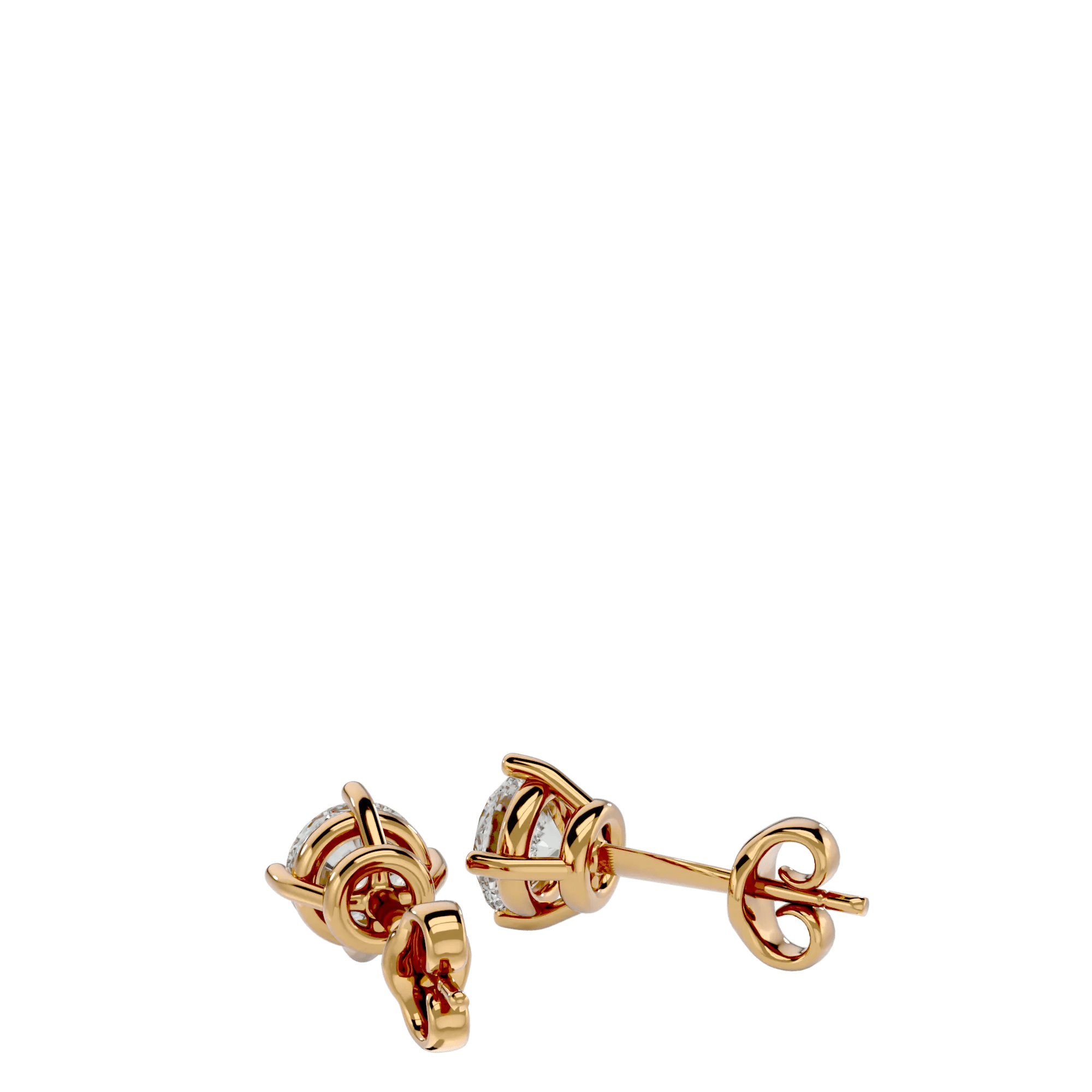 Altair Round Stud Earrings - Yellow Gold - Ice Dazzle - VVX™ Diamond - Solitaire Earrings