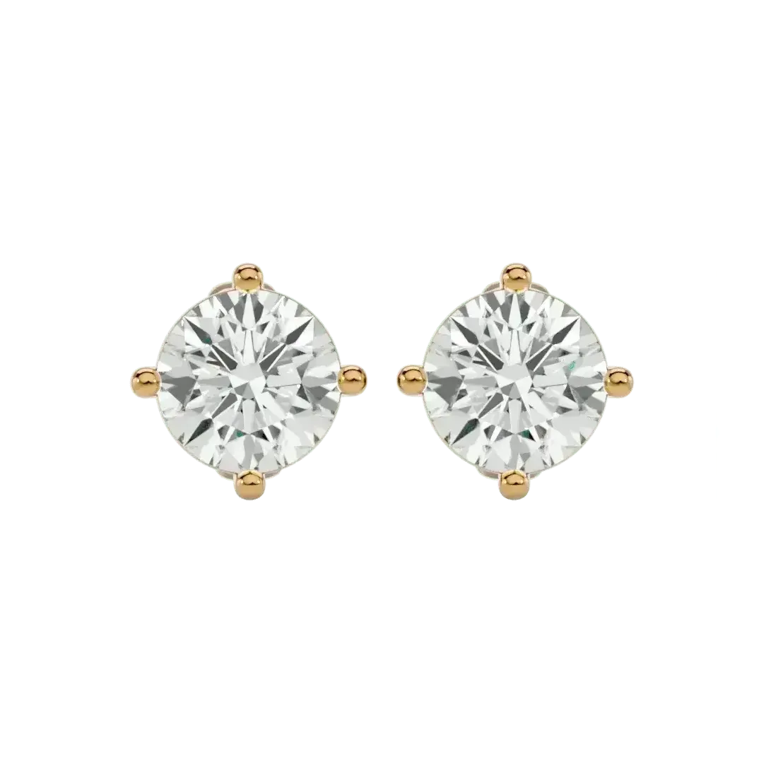 Altair Round Stud Earrings - Yellow Gold - Ice Dazzle - VVX™ Diamond - Solitaire Earrings