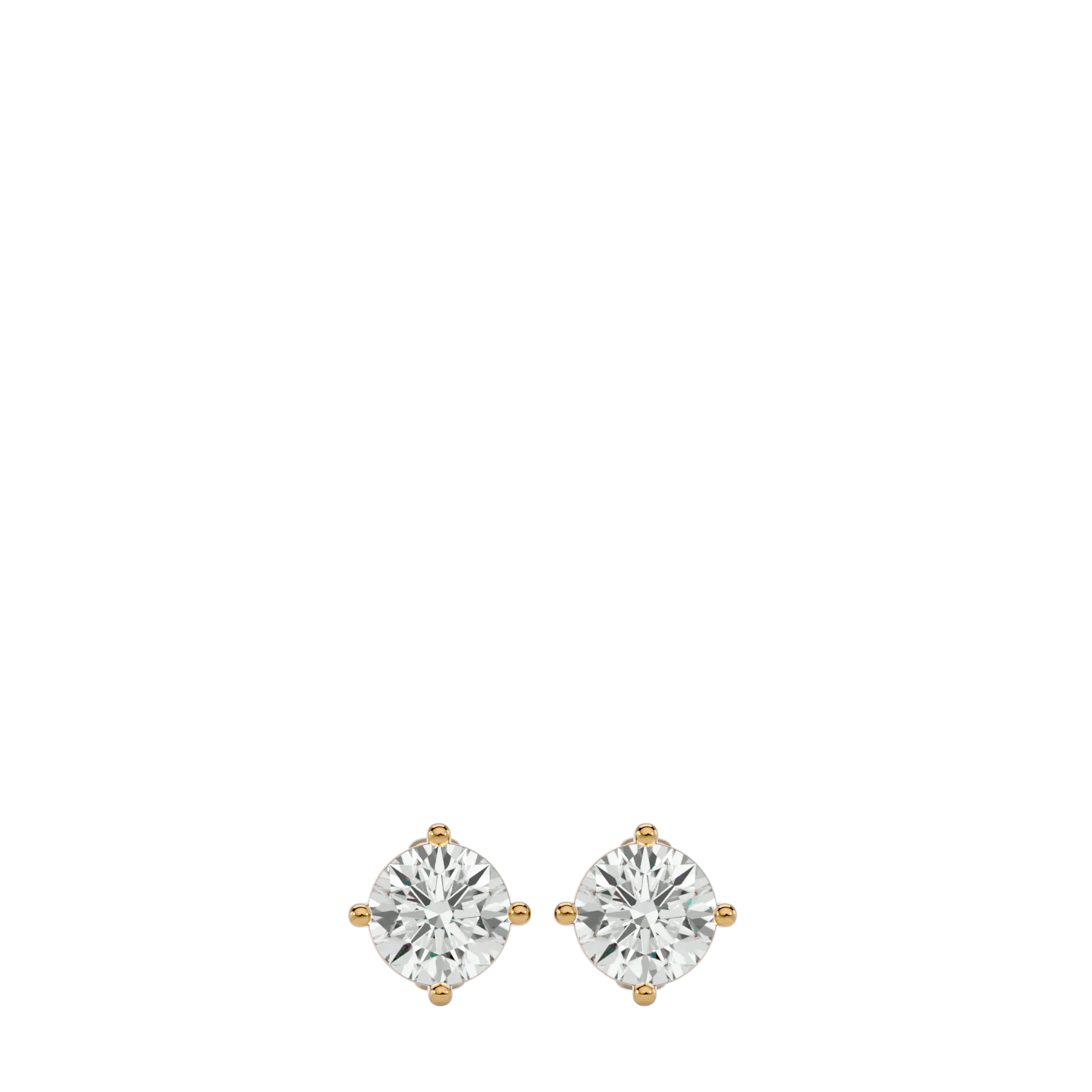 Altair Round Stud Earrings - Yellow Gold - Ice Dazzle - VVX™ Diamond - Solitaire Earrings