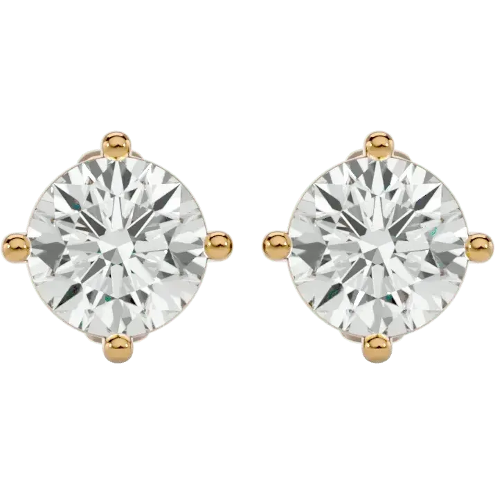 Altair Round Stud Earrings - Yellow Gold - Ice Dazzle - VVX™ Diamond - Solitaire Earrings