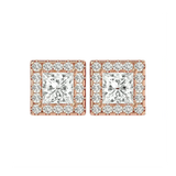 Capella Princess Stud Earrings - Rose Gold - Ice Dazzle - VVX™ Diamond - Solitaire Earrings