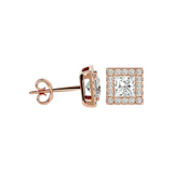Capella Princess Stud Earrings - Rose Gold - Ice Dazzle - VVX™ Diamond - Solitaire Earrings