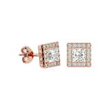 Capella Princess Stud Earrings - Rose Gold - Ice Dazzle - VVX™ Diamond - Solitaire Earrings