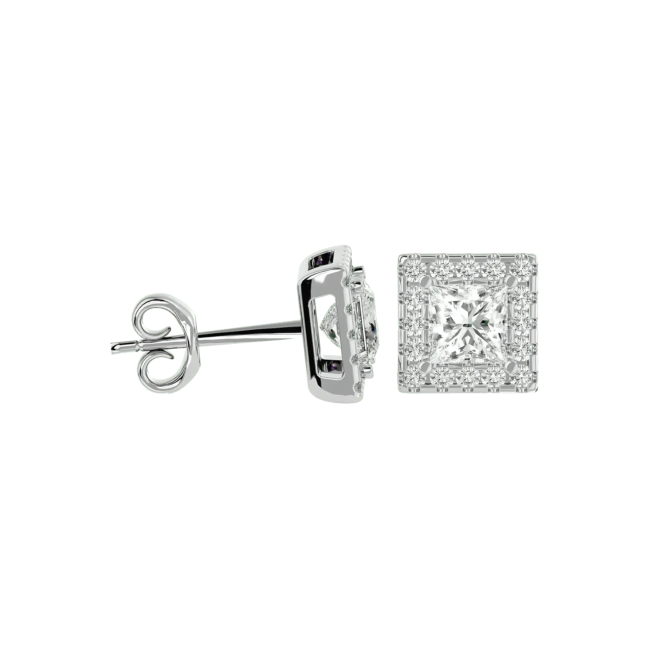 Capella Princess Stud Earrings - White Gold - Ice Dazzle - VVX™ Diamond - Solitaire Earrings