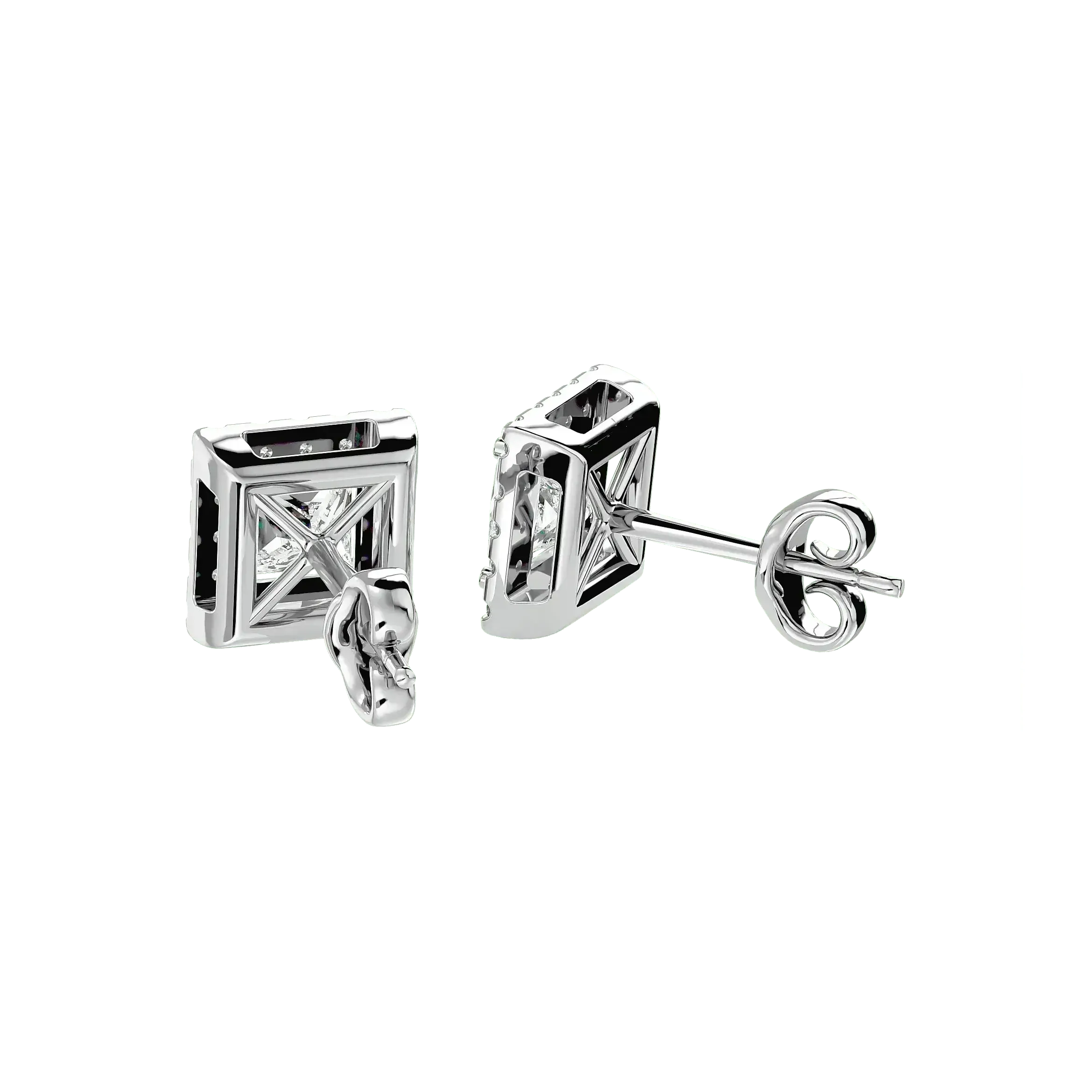 Capella Princess Stud Earrings - White Gold - Ice Dazzle - VVX™ Diamond - Solitaire Earrings