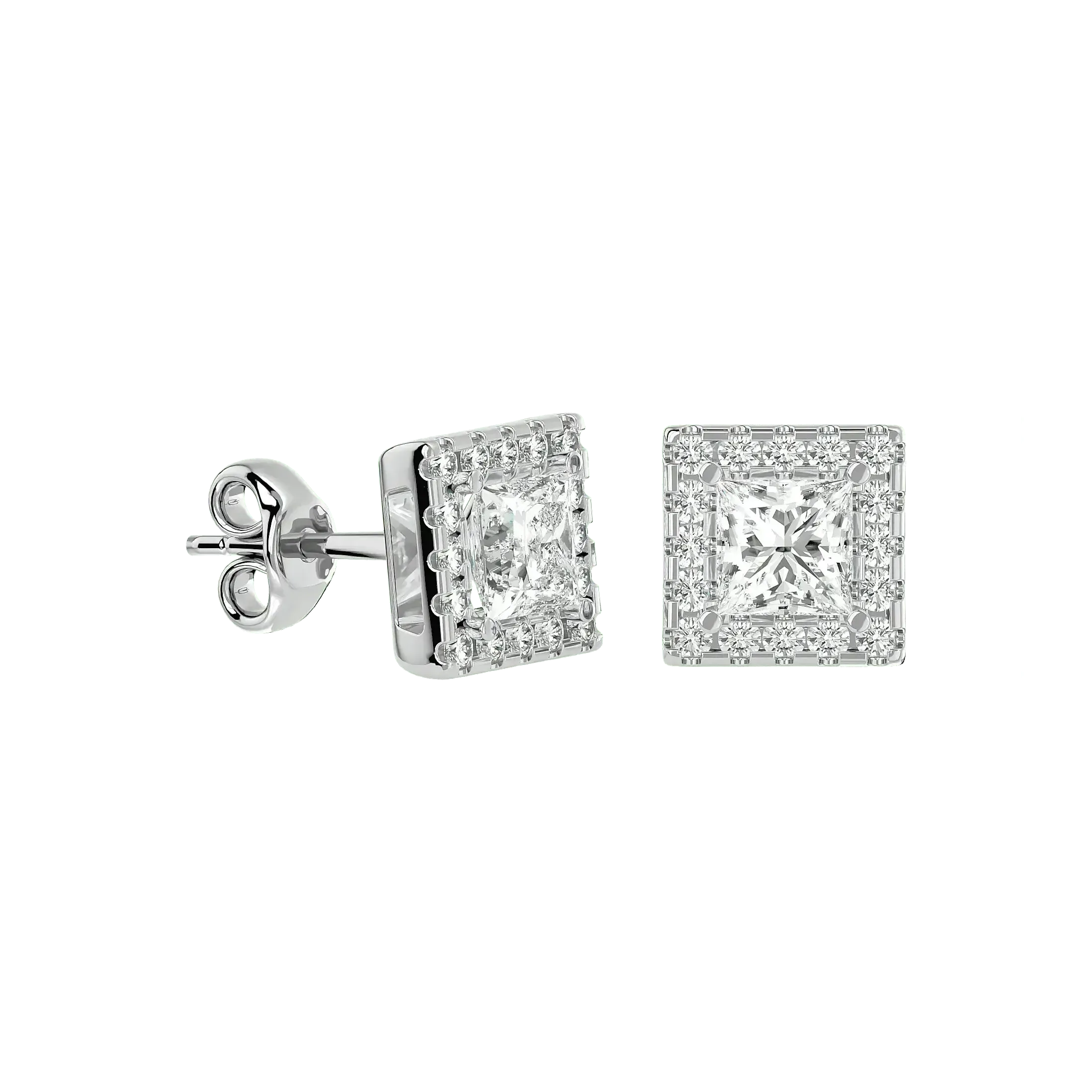 Capella Princess Stud Earrings - White Gold - Ice Dazzle - VVX™ Diamond - Solitaire Earrings