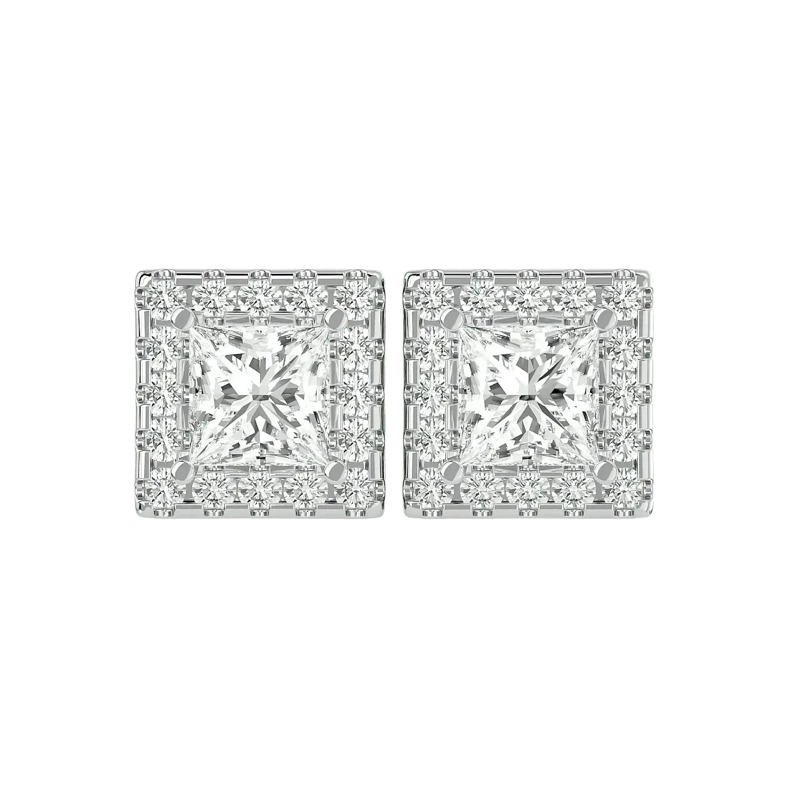Capella Princess Stud Earrings - White Gold - Ice Dazzle - VVX™ Diamond - Solitaire Earrings