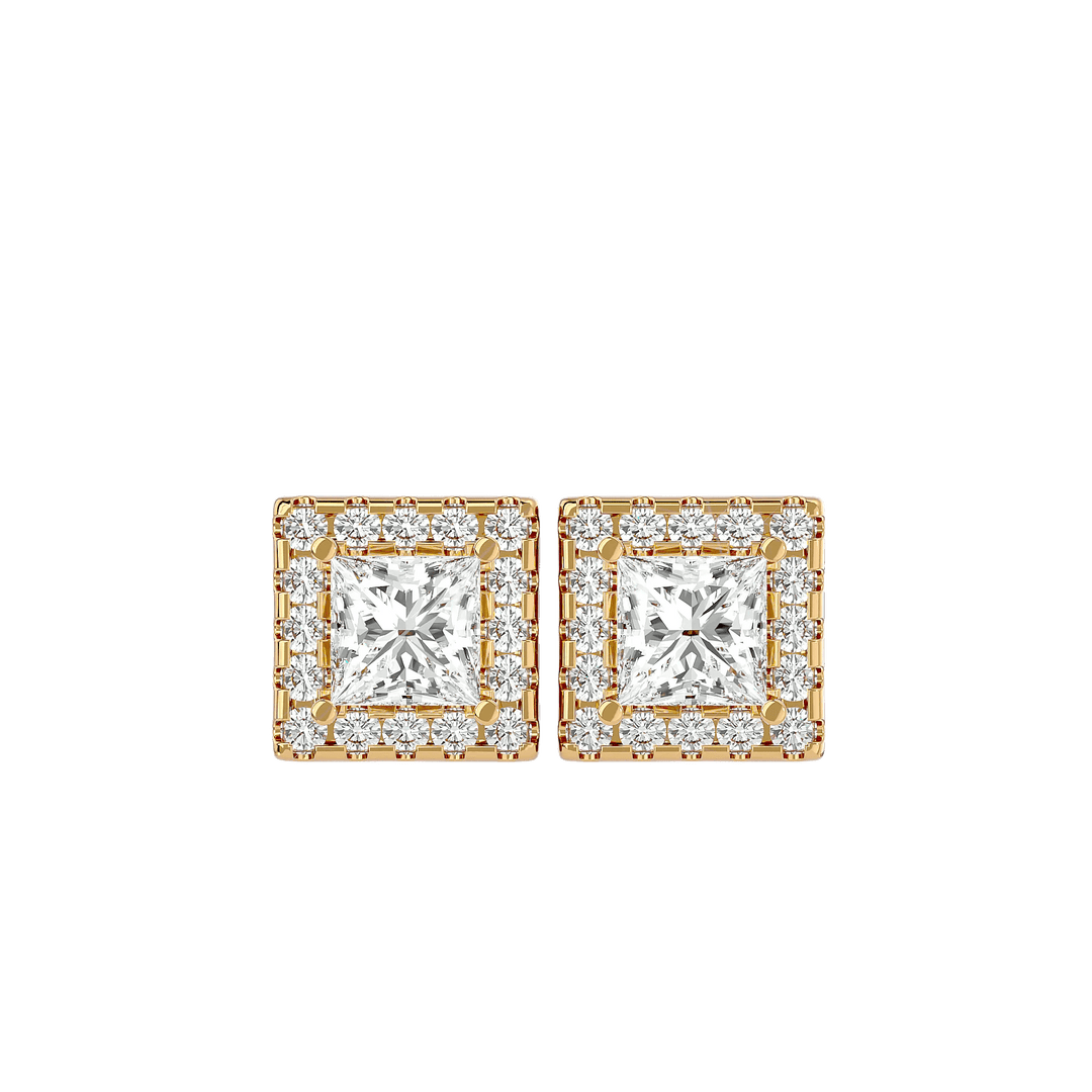 Capella Princess Stud Earrings - Yellow Gold - Ice Dazzle - VVX™ Diamond - Solitaire Earrings