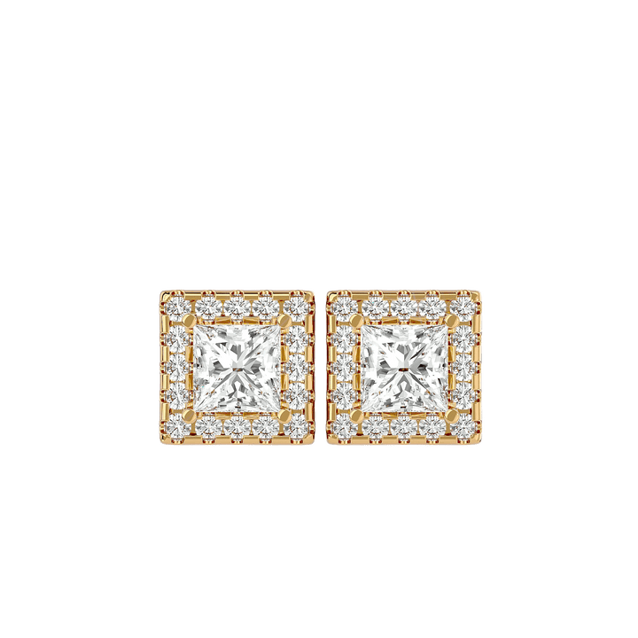 Capella Princess Stud Earrings - Yellow Gold - Ice Dazzle - VVX™ Diamond - Solitaire Earrings