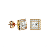 Capella Princess Stud Earrings - Yellow Gold - Ice Dazzle - VVX™ Diamond - Solitaire Earrings