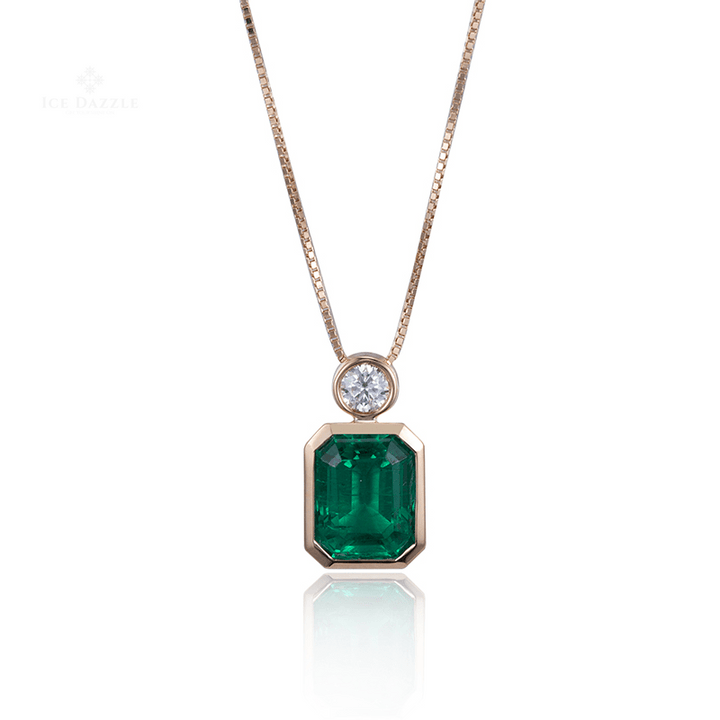 Columbian Emerald Pendant - Ice Dazzle - VVX™ Lab Diamond - Fashion Pendant