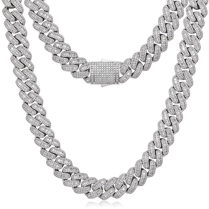 Cuban Baguette Necklace - 16mm - Ice Dazzle - UltraLux™ Moissanite - Cuban Necklace