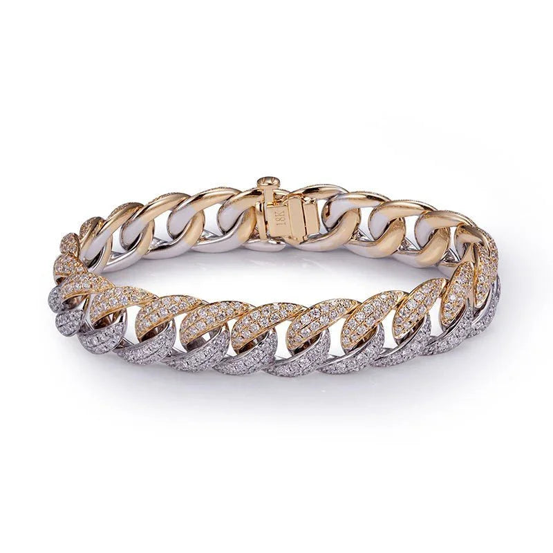 Cuban Duo - Tone Bracelet - Ice Dazzle - VVX™ Lab Diamond - Cuban Bracelet
