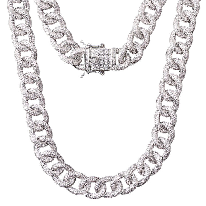 Curb Link Cuban Chain Necklace - Ice Dazzle - UltraLux™ Moissanite - Cuban Necklace