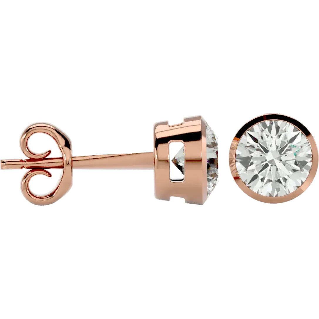 Deneb Round Stud Earrings - Rose Gold - Ice Dazzle - VVX™ Diamond - Solitaire Earrings