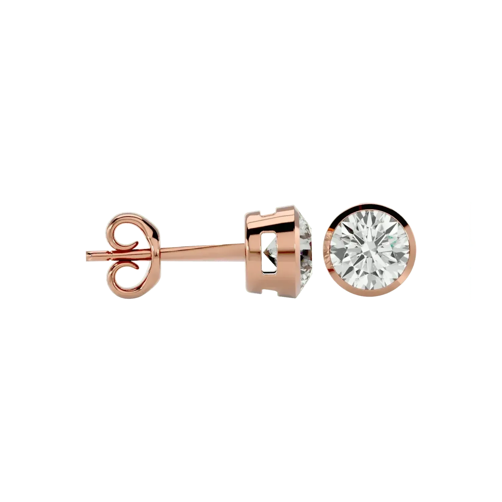 Deneb Round Stud Earrings - Rose Gold - Ice Dazzle - VVX™ Diamond - Solitaire Earrings
