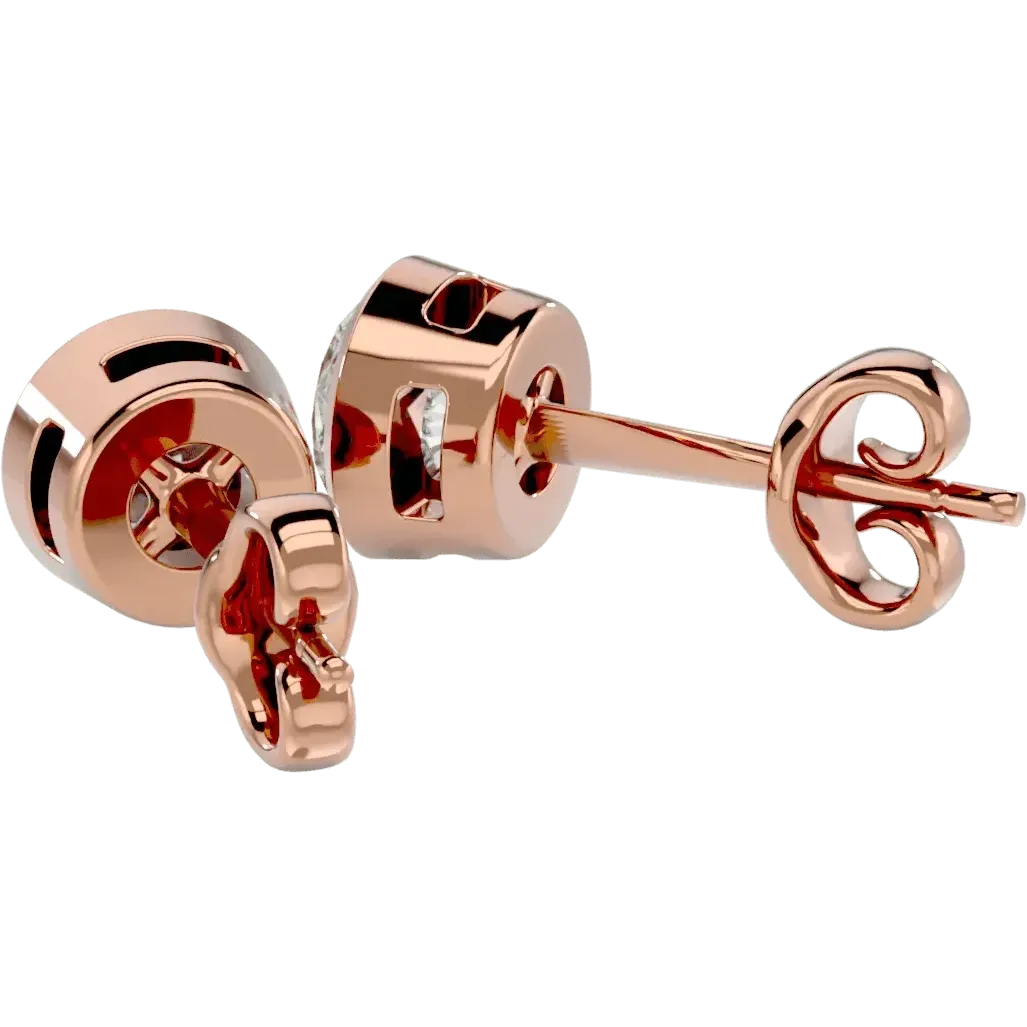 Deneb Round Stud Earrings - Rose Gold - Ice Dazzle - VVX™ Diamond - Solitaire Earrings