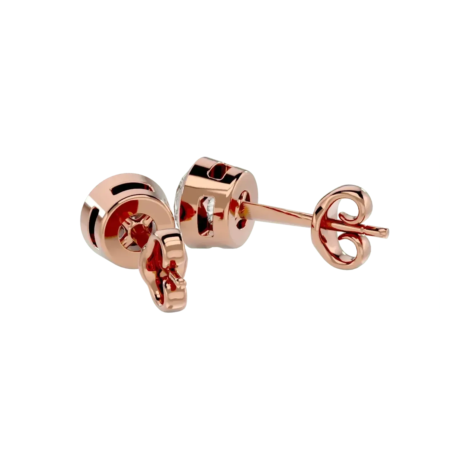 Deneb Round Stud Earrings - Rose Gold - Ice Dazzle - VVX™ Diamond - Solitaire Earrings