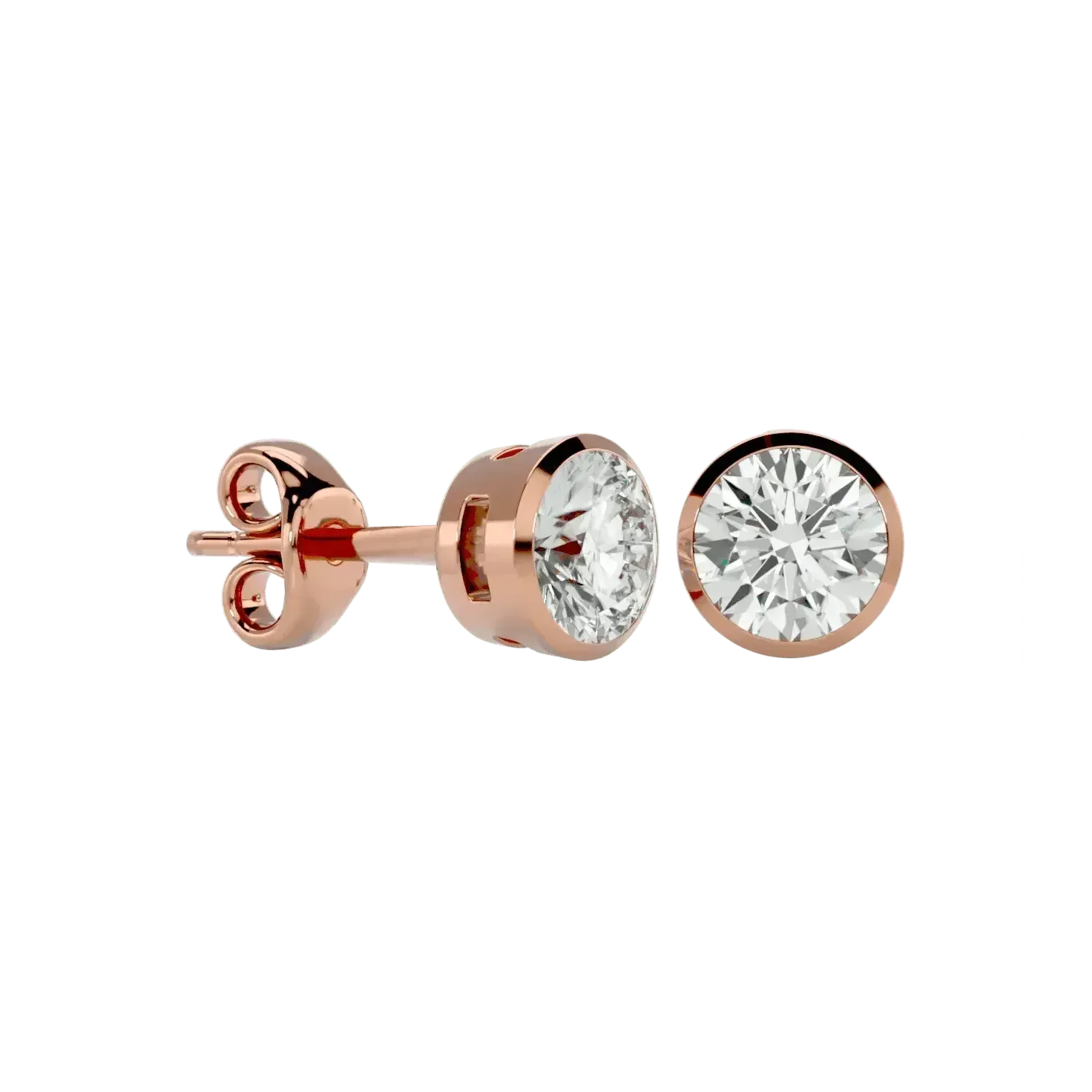 Deneb Round Stud Earrings - Rose Gold - Ice Dazzle - VVX™ Diamond - Solitaire Earrings