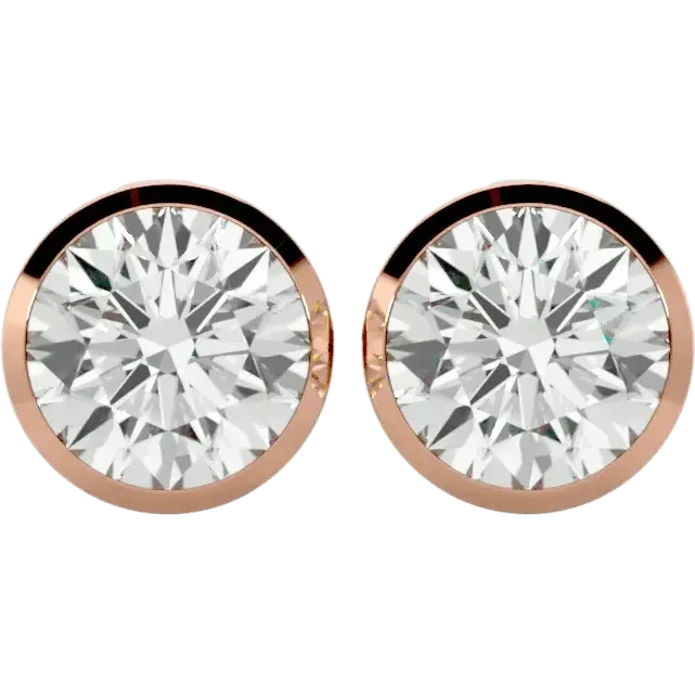 Deneb Round Stud Earrings - Rose Gold - Ice Dazzle - VVX™ Diamond - Solitaire Earrings