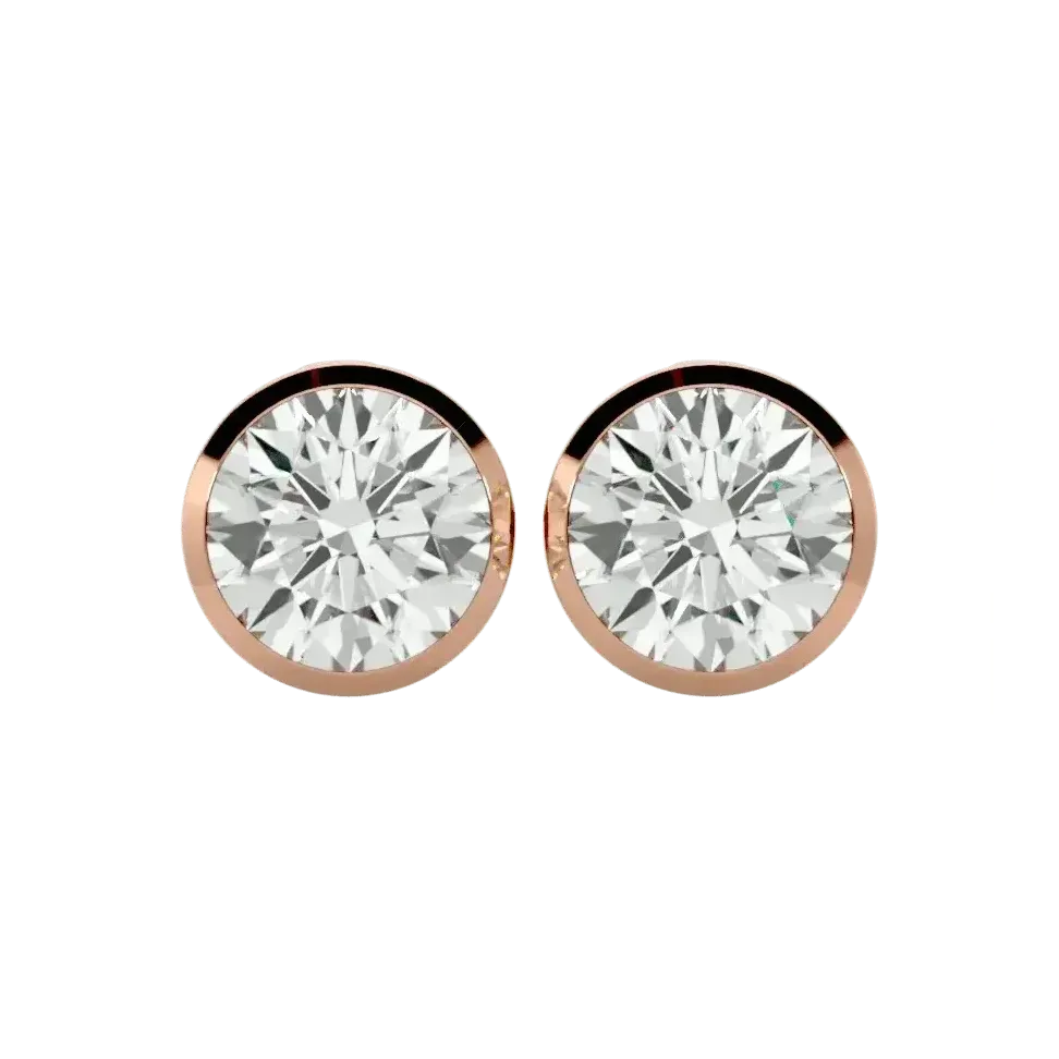 Deneb Round Stud Earrings - Rose Gold - Ice Dazzle - VVX™ Diamond - Solitaire Earrings