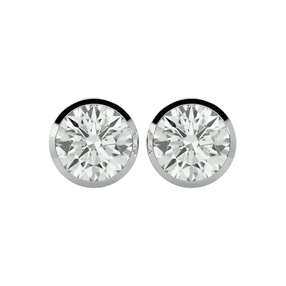 Deneb Round Stud Earrings - White Gold - Ice Dazzle - VVX™ Diamond - Solitaire Earrings