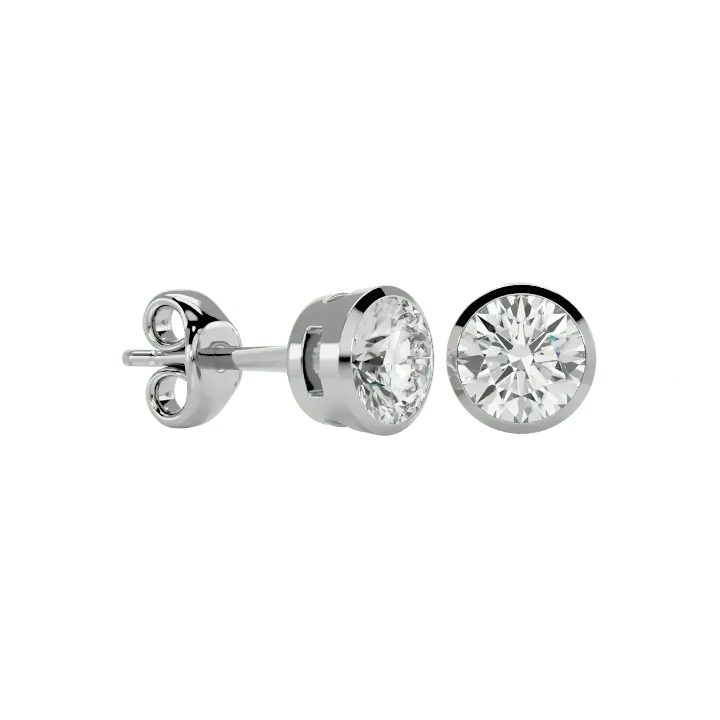 Deneb Round Stud Earrings - White Gold - Ice Dazzle - VVX™ Diamond - Solitaire Earrings