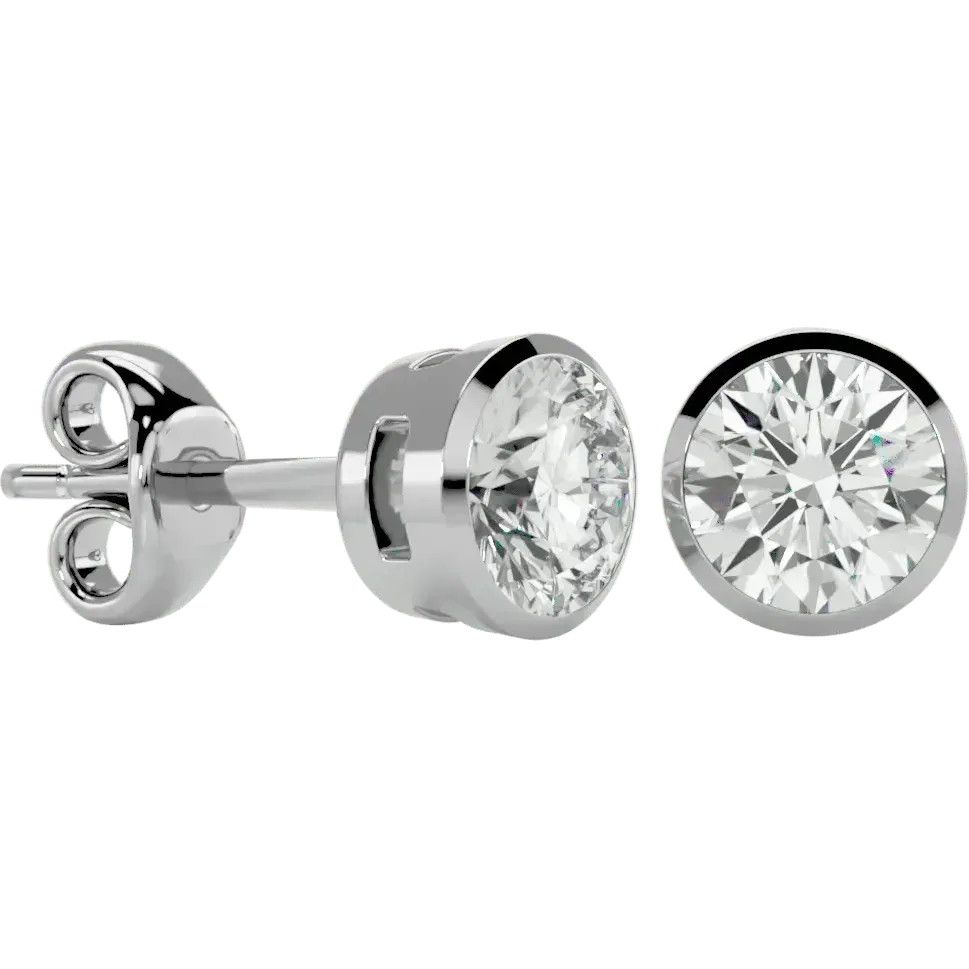 Deneb Round Stud Earrings - White Gold - Ice Dazzle - VVX™ Diamond - Solitaire Earrings
