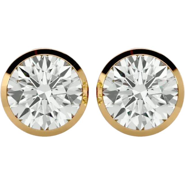 Deneb Round Stud Earrings - Yellow Gold - Ice Dazzle - VVX™ Diamond - Solitaire Earrings