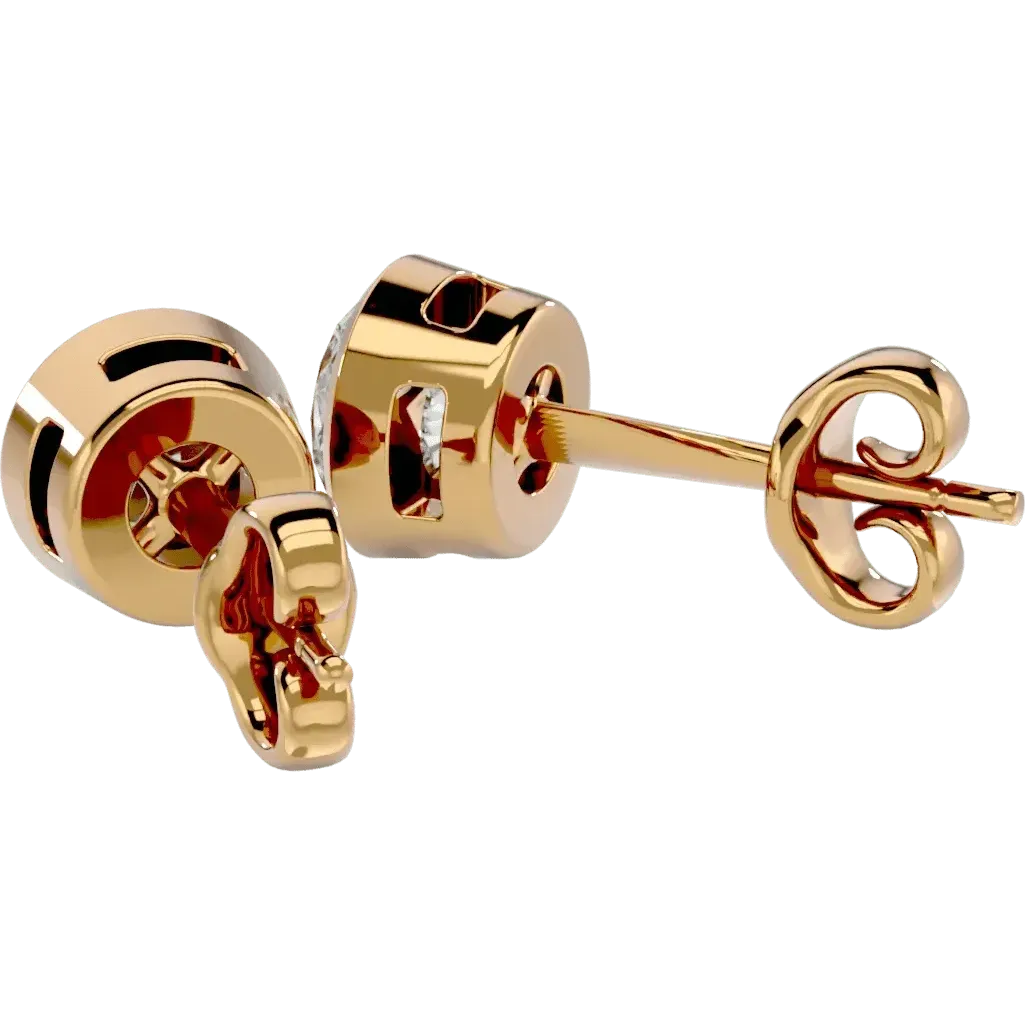 Deneb Round Stud Earrings - Yellow Gold - Ice Dazzle - VVX™ Diamond - Solitaire Earrings