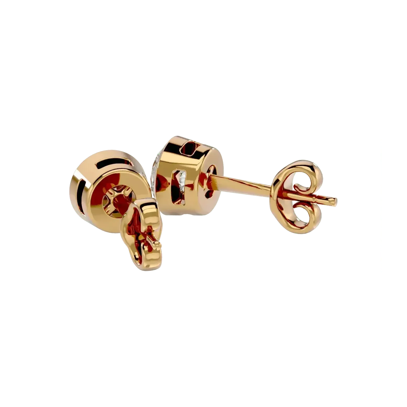 Deneb Round Stud Earrings - Yellow Gold - Ice Dazzle - VVX™ Diamond - Solitaire Earrings