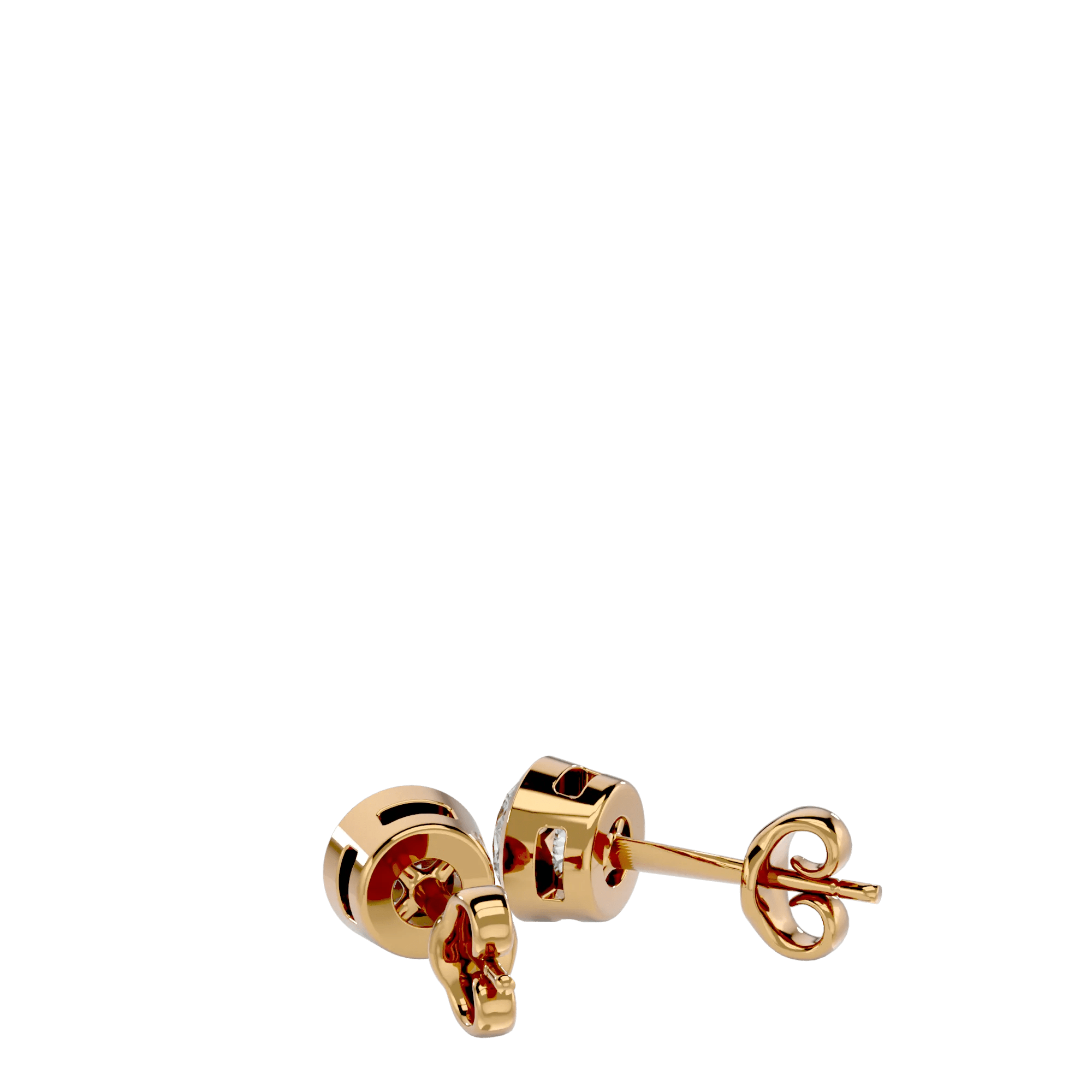 Deneb Round Stud Earrings - Yellow Gold - Ice Dazzle - VVX™ Diamond - Solitaire Earrings
