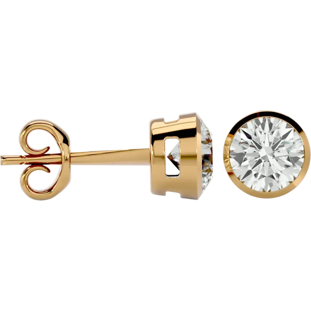 Deneb Round Stud Earrings - Yellow Gold - Ice Dazzle - VVX™ Diamond - Solitaire Earrings