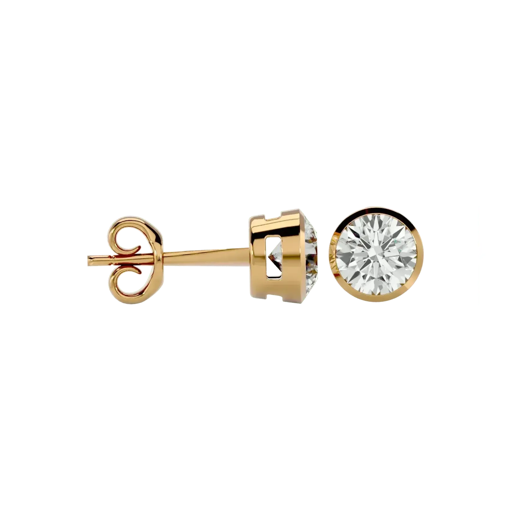 Deneb Round Stud Earrings - Yellow Gold - Ice Dazzle - VVX™ Diamond - Solitaire Earrings