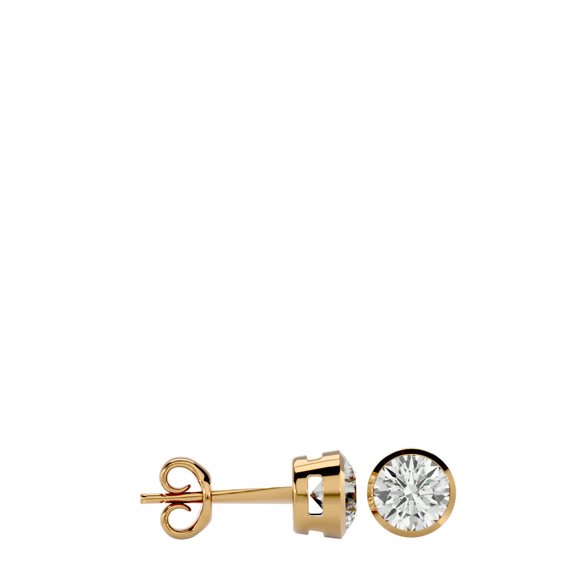 Deneb Round Stud Earrings - Yellow Gold - Ice Dazzle - VVX™ Diamond - Solitaire Earrings