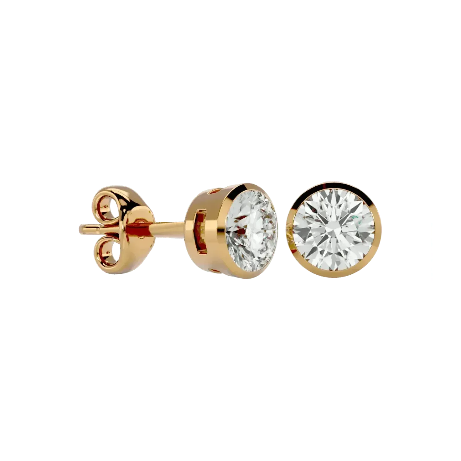 Deneb Round Stud Earrings - Yellow Gold - Ice Dazzle - VVX™ Diamond - Solitaire Earrings