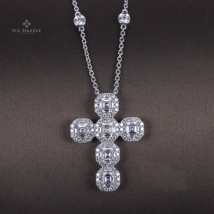 Divine Brilliance Asscher Cross - Ice Dazzle - VVX™ Lab Diamond - Fashion Necklace