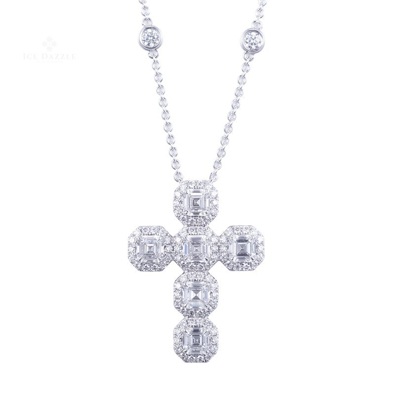 Divine Brilliance Asscher Cross - Ice Dazzle - VVX™ Lab Diamond - Fashion Necklace