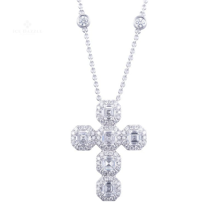 Divine Brilliance Asscher Cross - Ice Dazzle - VVX™ Lab Diamond - Fashion Necklace