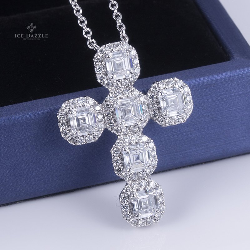 Divine Brilliance Asscher Cross - Ice Dazzle - VVX™ Lab Diamond - Fashion Necklace