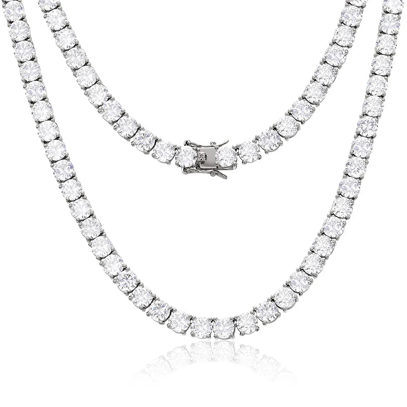 Stunning 6mm Moissanite Tennis Necklace in Sterling Silver