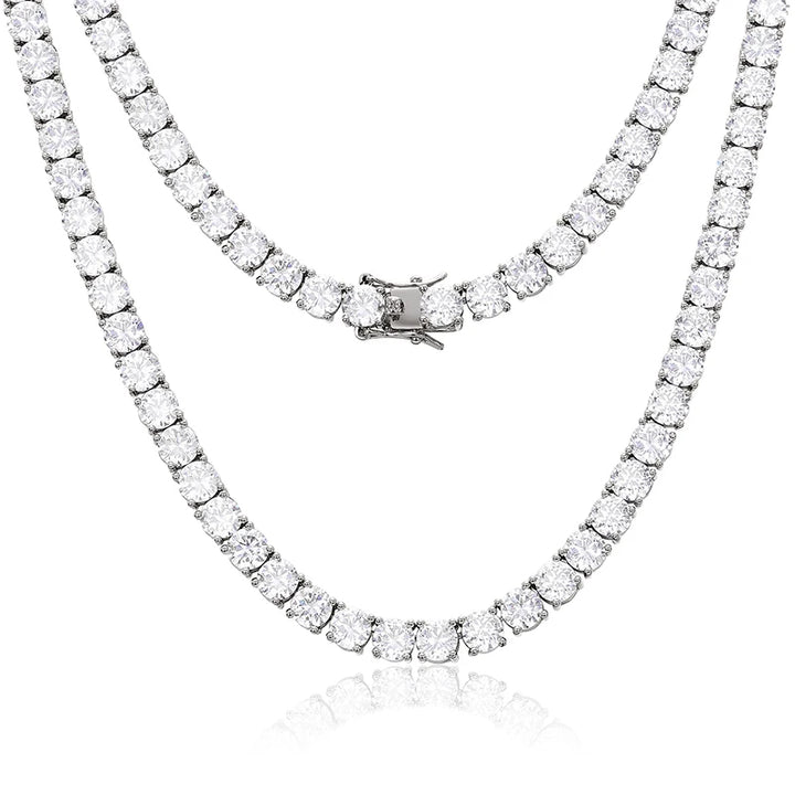 Stunning 6mm Moissanite Tennis Necklace in Sterling Silver