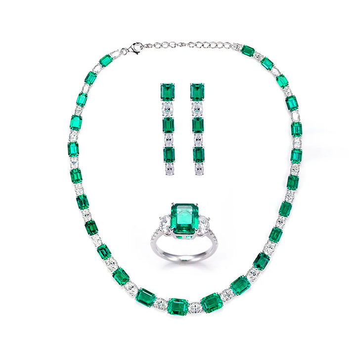 Enthralling Emerald Jewelry Set - Ice Dazzle - UltraLux™ Moissanite - Jewelry Set