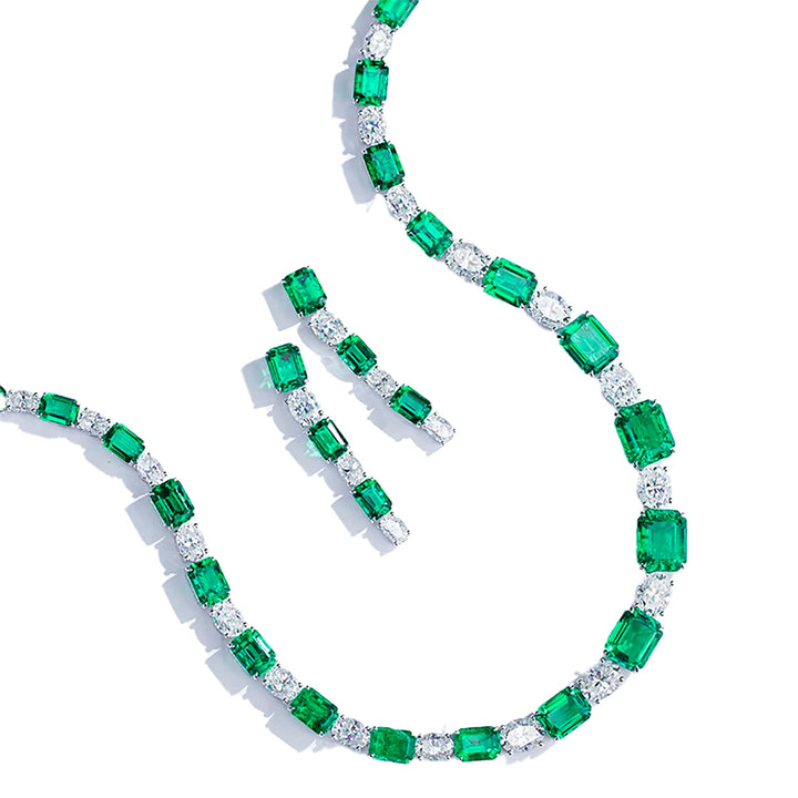 Enthralling Emerald Jewelry Set - Ice Dazzle - UltraLux™ Moissanite - Jewelry Set