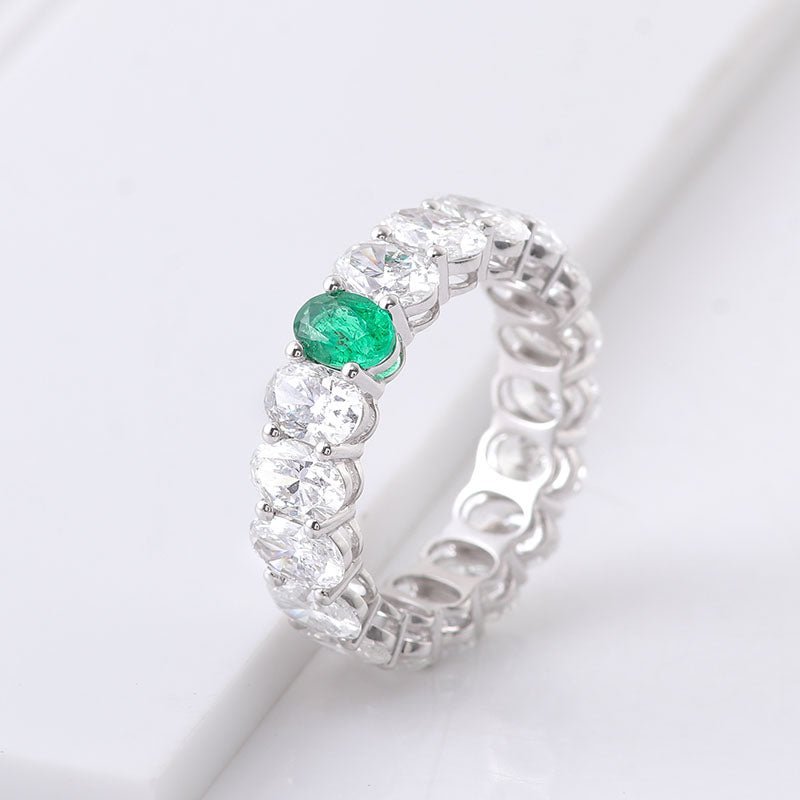 Exquisite Emerald Eternity Band - Ice Dazzle - VVX™ Lab Diamond - Wedding Ring